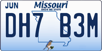 MO license plate DH7B3M