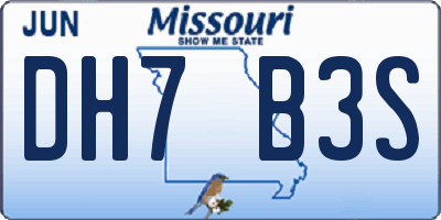 MO license plate DH7B3S