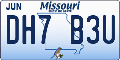 MO license plate DH7B3U