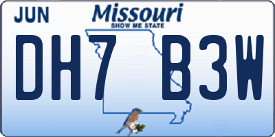 MO license plate DH7B3W
