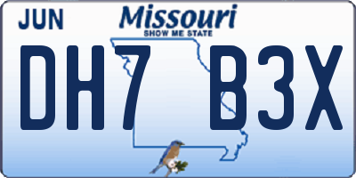MO license plate DH7B3X