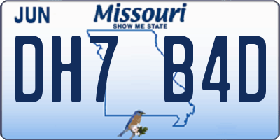 MO license plate DH7B4D