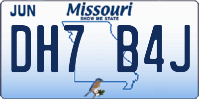 MO license plate DH7B4J