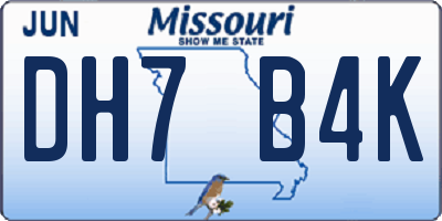 MO license plate DH7B4K