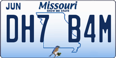 MO license plate DH7B4M