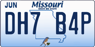 MO license plate DH7B4P