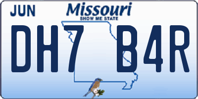 MO license plate DH7B4R