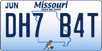 MO license plate DH7B4T