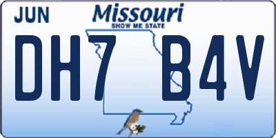 MO license plate DH7B4V