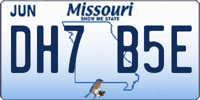 MO license plate DH7B5E