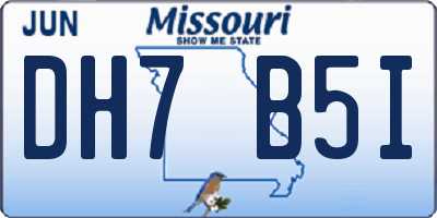 MO license plate DH7B5I
