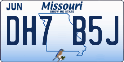 MO license plate DH7B5J