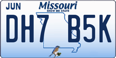 MO license plate DH7B5K