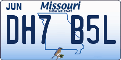 MO license plate DH7B5L