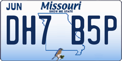 MO license plate DH7B5P