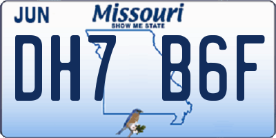 MO license plate DH7B6F