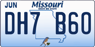 MO license plate DH7B6O
