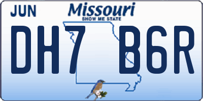 MO license plate DH7B6R