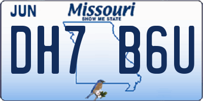 MO license plate DH7B6U