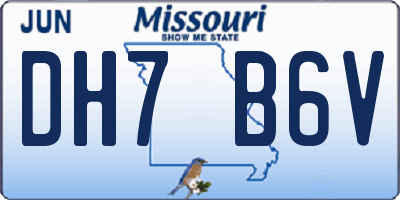 MO license plate DH7B6V