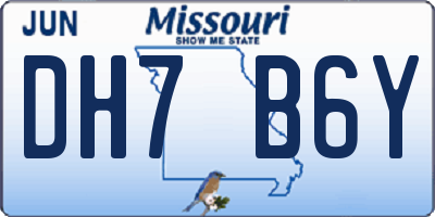 MO license plate DH7B6Y