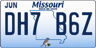 MO license plate DH7B6Z