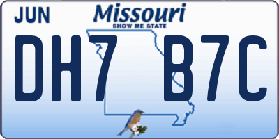 MO license plate DH7B7C