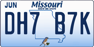 MO license plate DH7B7K