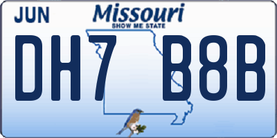 MO license plate DH7B8B