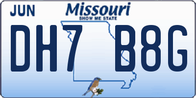 MO license plate DH7B8G