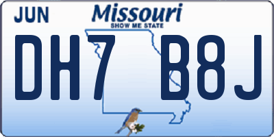 MO license plate DH7B8J