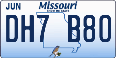 MO license plate DH7B8O