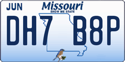 MO license plate DH7B8P