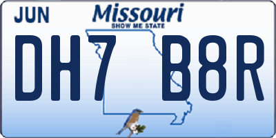 MO license plate DH7B8R