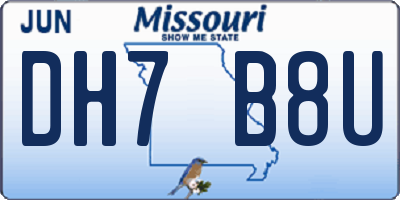 MO license plate DH7B8U