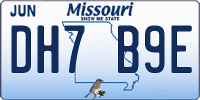MO license plate DH7B9E