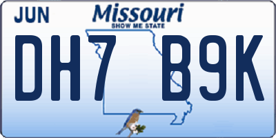 MO license plate DH7B9K