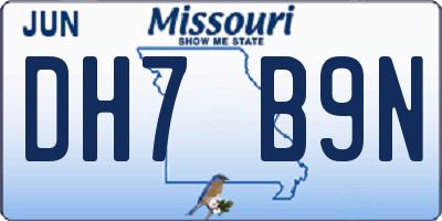 MO license plate DH7B9N