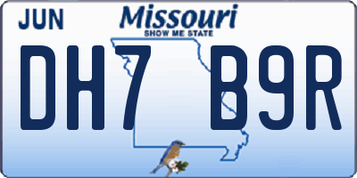 MO license plate DH7B9R