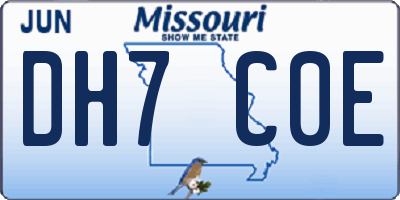 MO license plate DH7C0E