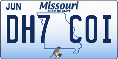 MO license plate DH7C0I
