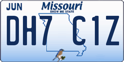 MO license plate DH7C1Z