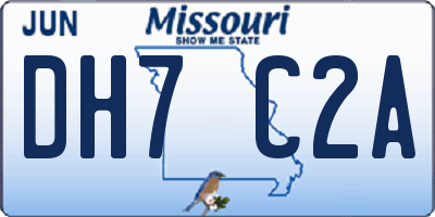 MO license plate DH7C2A