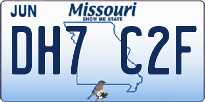 MO license plate DH7C2F