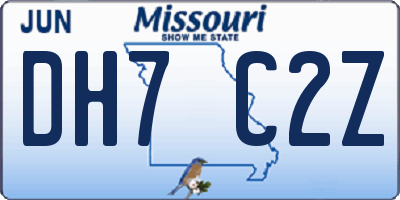MO license plate DH7C2Z