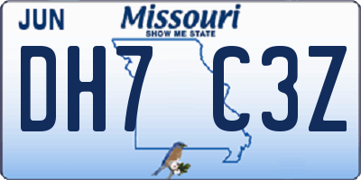 MO license plate DH7C3Z