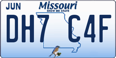 MO license plate DH7C4F