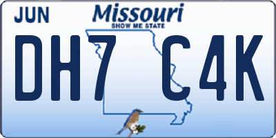 MO license plate DH7C4K