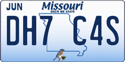 MO license plate DH7C4S