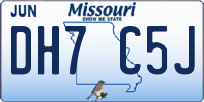 MO license plate DH7C5J